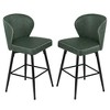 Arceso 26 Inch Swivel Bar Stools Set of 2, Counter Height Bar Stools with Back, Upholstered Counter Stools, Faux Leather with Stitching, Metal Legs - 2 of 4