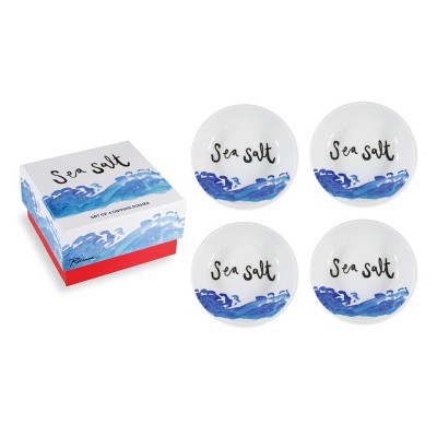 Set of 4 'Cook Eat Love' Condiment Servers Sea Salt - Rosanna