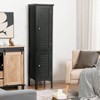 Tall Bathroom Storage Cabinet 5 - Tier Freestanding Linen Tower with 2 Doors Wooden Side Organizer Narrow Slim - 2 of 4