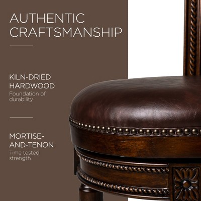 Pullman Dark Walnut 31" Swivel Bar Stool with Vegan Leather