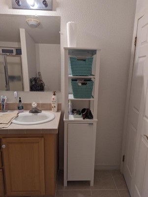 Mainstays Bathroom Storage Linen Tower with Concealed Storage