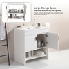ALEXOUN Free-Standing Bathroom Vanity with White Ceramic Basin and 2 Soft Close Cabinet Doors & a Lower Open Shelf for Small Space - 2 of 4