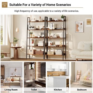 67 Inch Tall Bookshelf, 5-Tier Bookcase with Open Shelves, Farmhouse Wood Storage Rack with Adjustable Feet, for Office, Living Room - 1 of 4