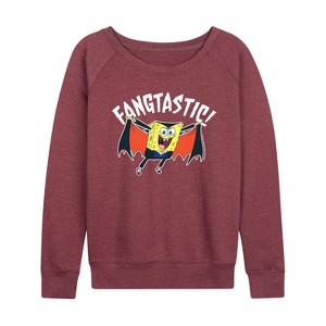 Women's - SpongeBob SquarePants - Fangastic Lightweight French Terry Wide Neck Long Sleeve Shirt - 1 of 4