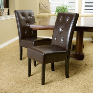 Coolbibila Faux Leather Dining Chairs Set of 2,Button Tufted Dining Room Chairs,High Back,Rubberwood Legs Mid Century Style Dinner Chairs - 1 of 4