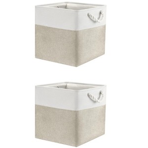 REGALWOVEN Closet Square Fabric Collapsible Storage Cube Bin with Handle 2 Pcs - 1 of 4