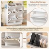 MOEPISY Modern Elegant Narrow Tipping Bucket Shoe Cabinet with 6 Flip Drawers, Free-Standing Shoe Rack with 3 Silvery Hooks, White - 3 of 4