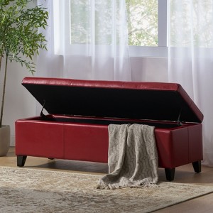 CAVINAS 50" Storage Ottoman, Modern Upholstered Shoe Bench with Button Tufted Cushion for Living Room, Bedroom, Entryway - 1 of 4
