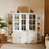 VYNXARIA 75.25" Tall Display Cabinet & 2 Triangle Bookshelves,92.9" Wide Retro Wall Unit with Glass Doors for Hallways,Living Room,Office,White - 3 of 4