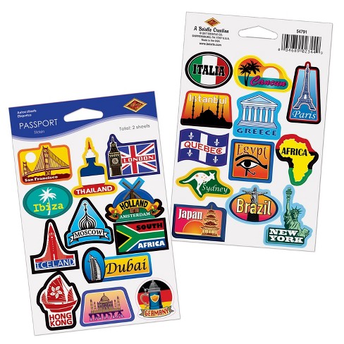 Beistle Passport Stickers, 4" x 6" Sh, (12/Pkg) Multicolored - image 1 of 1