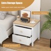 Tangkula 2 PCS Nightstand Farmhouse Side End Table w/ Solid Wood Legs & 2 Drawers - 4 of 4