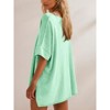 Imily Bela Womens Oversized Casual Summer Crew Neck Loose Dropped Short Sleeve Side Slit Hem Tunic Blouse Light - 4 of 4