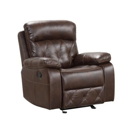 Royal Hampton Manual Glider Recliner Chair, Pillow Top Arms, Brown Faux Leather