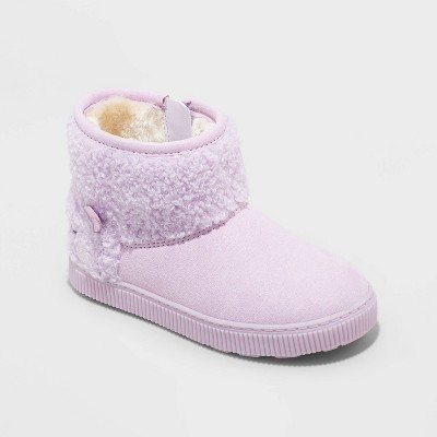 Toddler Girls' Keely Animal Print Zipper Winter Shearling Style Boots - Cat & Jack™ Purple