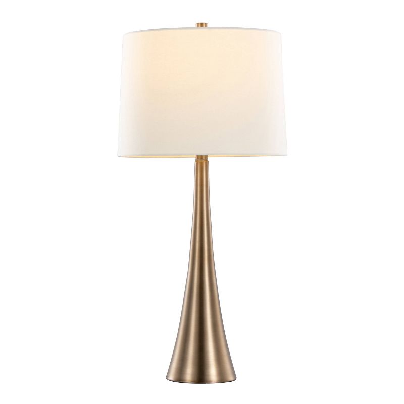 LumiSource (Set of 2) Diana 29&#34; Contemporary Metal Table Lamps Matte Golden Bronze with White Linen Shade from Grandview Gallery, 3 of 8
