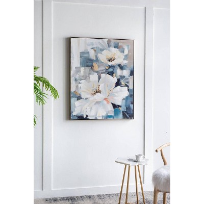 Blooming Florals Hand Painted Canvas with Polystyrene Frame