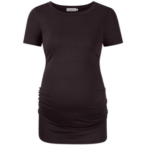 Casual Short Sleeve Fold Button Maternity Top - 1 of 1