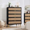 Cocuehta Rattan 5 Drawer Dressers for Bedroom, Large Chest of Drawers for Closet with Wide Top, Tall Dresser with Deep Drawers, Long Wooden Dresser - 2 of 4