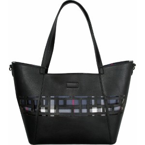 Pavilion Gift Company - Raven Rose - 18" x 11" Laser Cut Plaid Tote - Handbags - 1 of 4