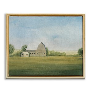 Stupell Industries Vast Rural Barn Landscape Floating Frame Canvas Art, Gold, 21" x 17" - 1 of 4