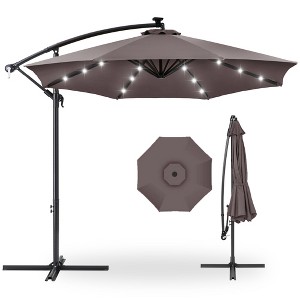 Best Choice Products 10ft Solar LED Offset Hanging Outdoor Market Patio Umbrella w/ Adjustable Tilt - 1 of 4