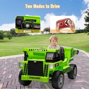 12V Ride On Dump Truck for Kids with Parental Remote Control 4-Wheeler Toy Electric Car - 1 of 4