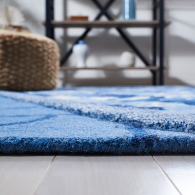 Blue and Ivory Hand Tufted Wool Silk Area Rug