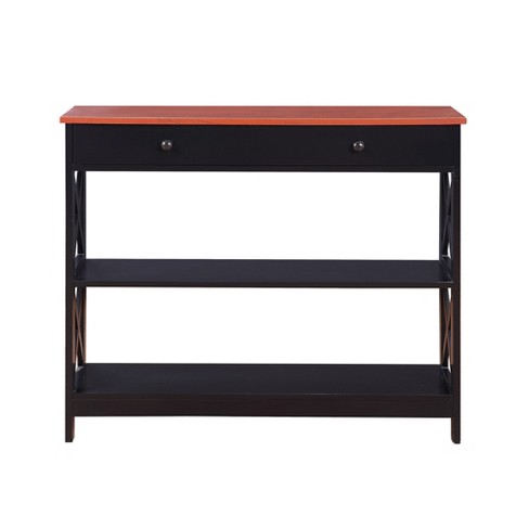 Oxford 1 Drawer Console Table Cherry Brown Black Johar Furniture