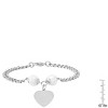 Steeltime Ladies stainless steel freshwater pearls and heart charm cuban link chain bracelet. Color Options: Silver, Gold - 3 of 4