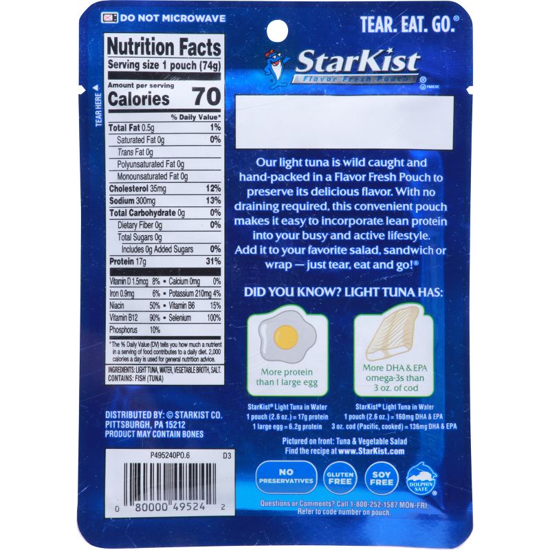 StarKist Chunk Light Tuna in Water Pouch - 2.6oz, 2 of 6