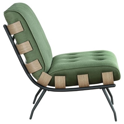 Mid Century Modern Green Velvet Metal Accent Chair