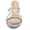 Allegra K Women's Crisscross Strap Rhinestone Block Heel Slide Sandals - 3 of 4