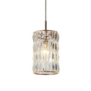 LNC Brusmogan 1-Lights 8" Luxury and Glam Crystal Cylinder Kitchen Island Lightsing,Gold - 1 of 4