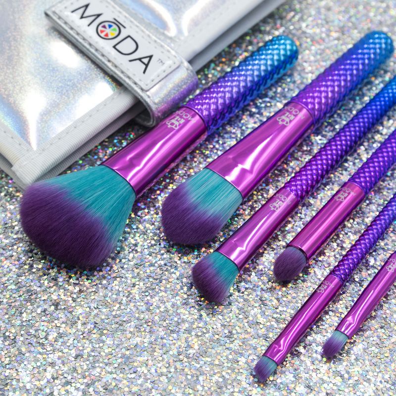 MODA Brush Prismatic Total Face 7pc Travel Sized Makeup Brush Flip Kit, Includes Powder, Foundation, and Angle Shader Makeup Brushes, 4 of 15