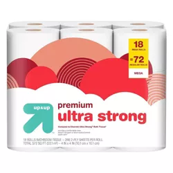 Premium Ultra Strong Toilet Paper - 18 Mega Rolls - up & up™
