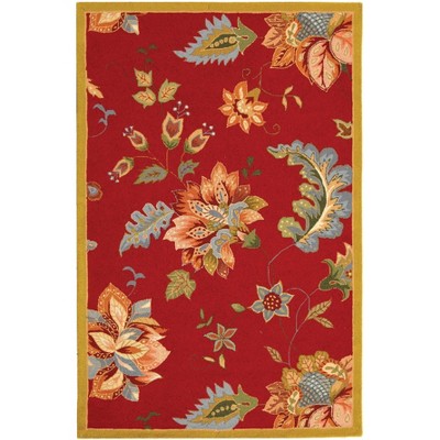 Chelsea Red Floral Hand Hooked Wool Area Rug