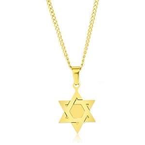 Metallo Stainless Steel Polished Star of David Necklace - Gold Plated - Gold - 24 Inch - 1 of 3