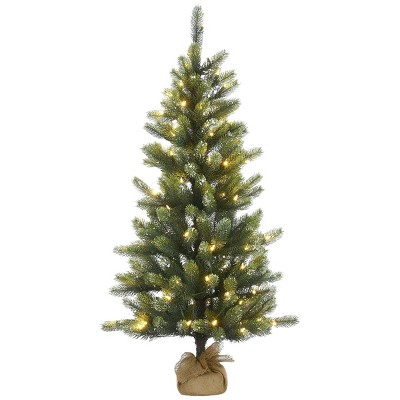 National Tree Company 4.5' PreLit LED Feel Real Trinity Spruce Artificial Christmas Tree in Burlap Base