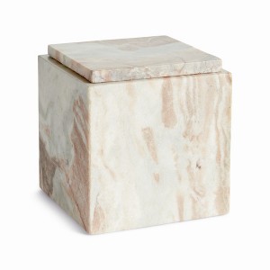 Plum & Post Jaqueline Square Lidded Box Tall - Brown/White Marble Accent - 1 of 4