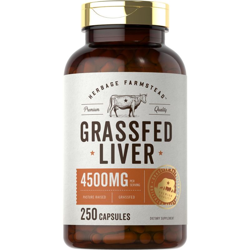 Carlyle Herbage Farmstead Grassfed Beef Liver 4500mg | 250 Capsules, 1 of 4
