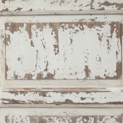Distressed White Wood Arched Door Full-Length Mirror