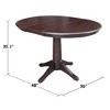 36" Magnolia Round Top Dining Table with 12" Leaf - International Concepts - 2 of 4