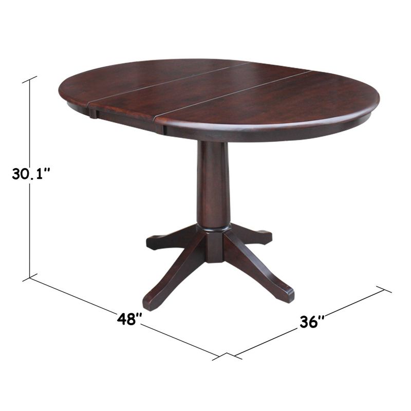 36" Magnolia Round Top Dining Table with 12" Leaf - International Concepts, 3 of 9