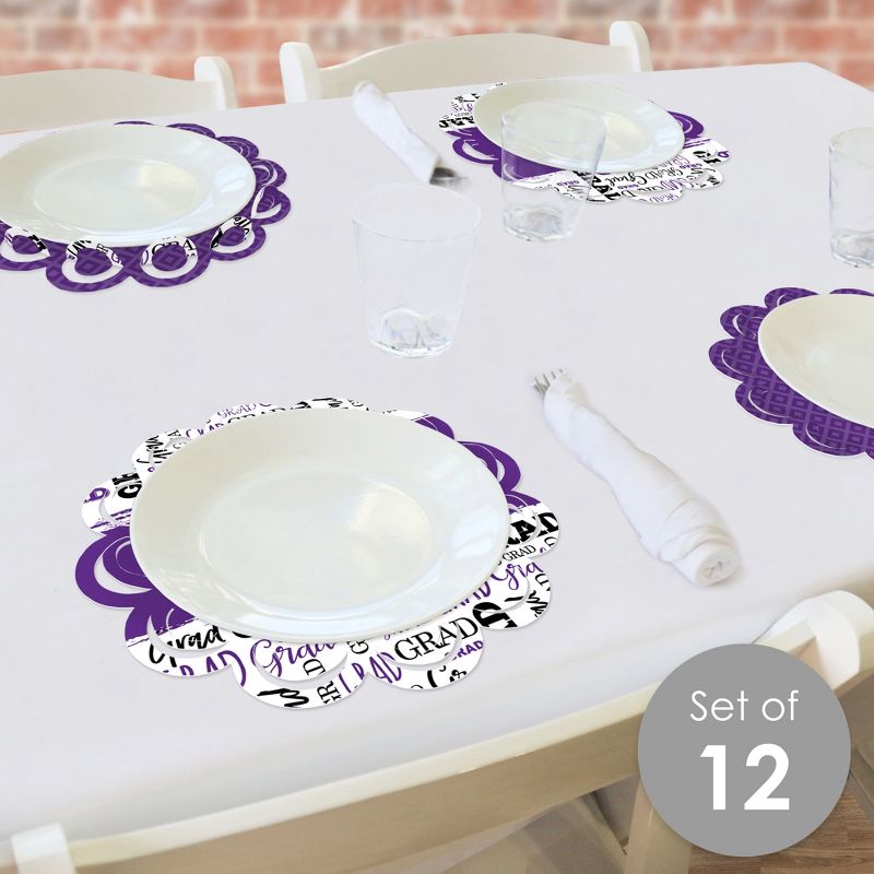 Big Dot of Happiness Purple Grad - Best is Yet to Come - Purple Graduation Party Round Table Decorations - Paper Chargers - Place Setting For 12, 3 of 10