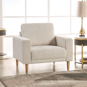 Sapphtopaz Modern Accent Chair with Track Arms Upholstered Reading Chair with Welt Trim Wood Legs Leisure Lounge Chair for Living Room, Bedroom - 1 of 4