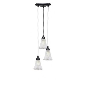 Toltec Lighting Europa 3 - Light Pendant in  Matte Black with 5.5" Fluted Frosted Crystal Shade - 1 of 1
