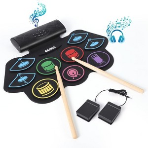 9 Pads Electric Drum Set, Portable Roll Up Electronic Drum Pad with , Pedals & Sticks, Recording Function, Great Holiday Xmas Birthday Gift for Kids - 1 of 4