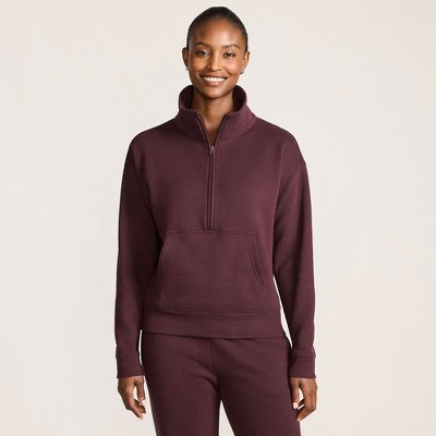 Lands' End Women's Serious Sweats Relaxed Long Sleeve Half Zip Sweatshirt