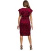 24seven Comfort Apparel Burgundy Print Flutter Sleeve Faux Wrap Dress - 3 of 4