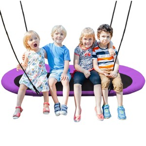 Infans 60" Saucer Tree Swing Surf Outdoor Adjustable Kids Giant Oval Platform Purple - 1 of 4